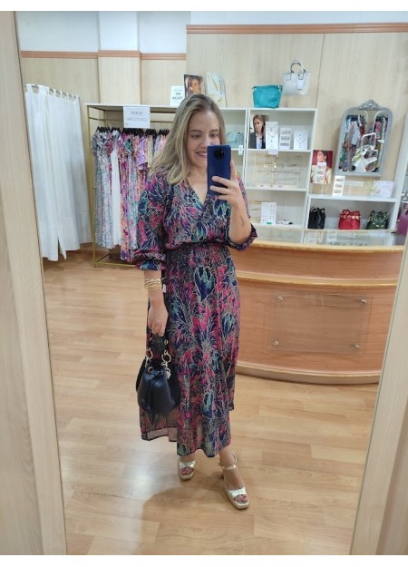 VESTIDO ESTAMPADO AZUL MARINO