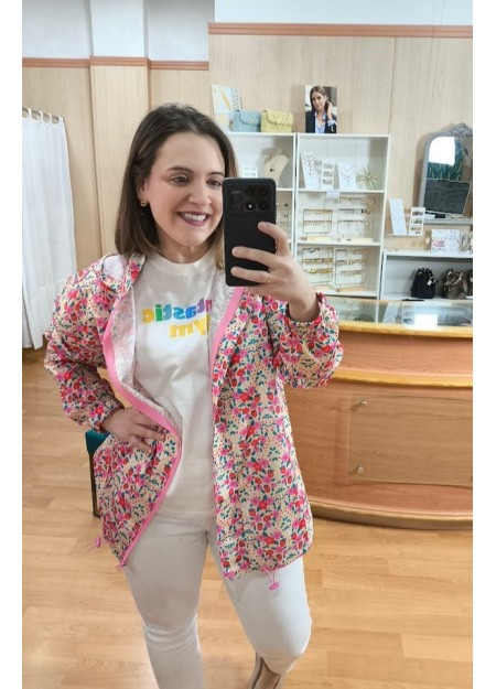 CHAQUETA DEPORTIVA ESTAMPADA FLORES